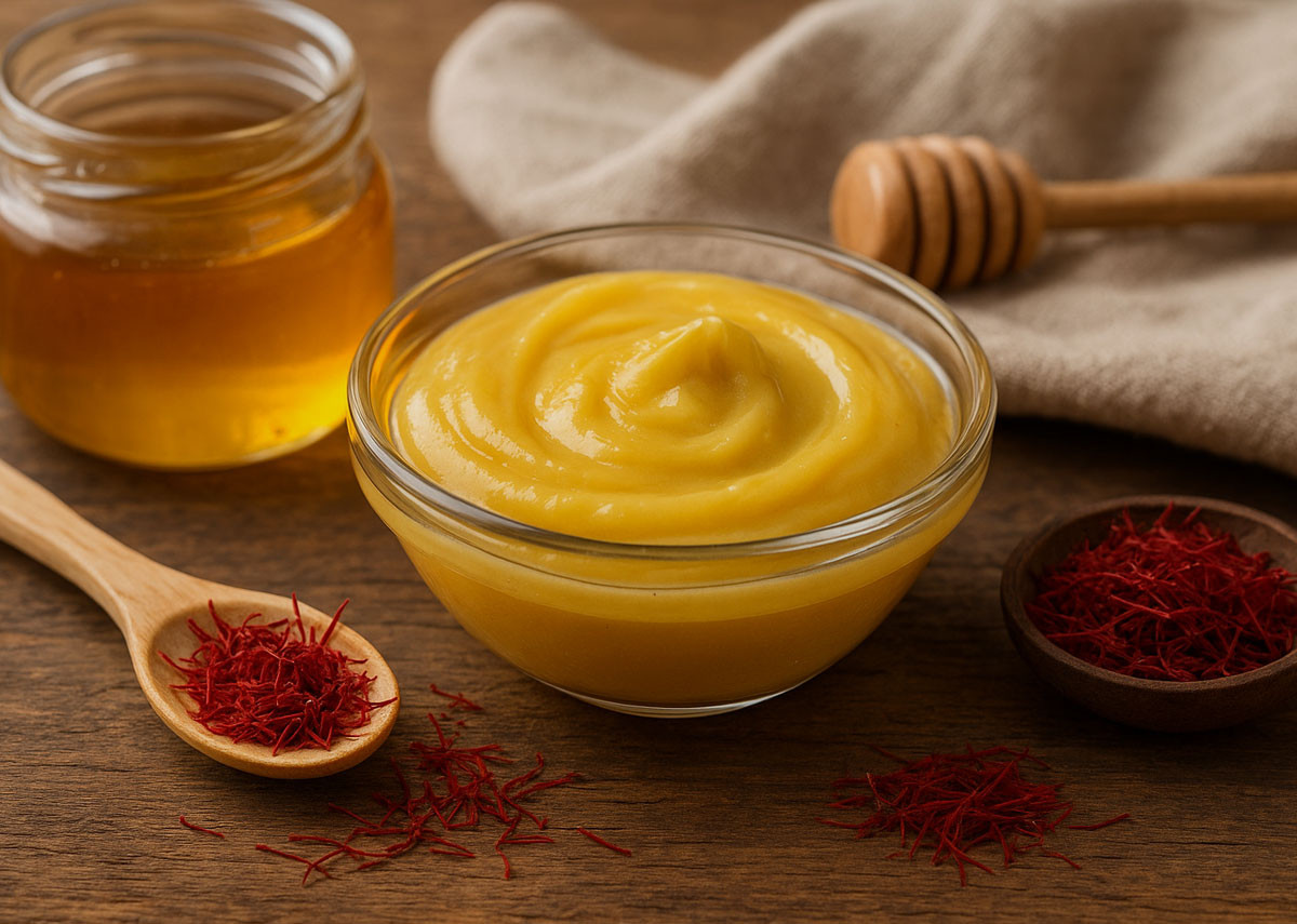 ماسک خانگی زعفران و عسل برای لطافت و درخشش پوست