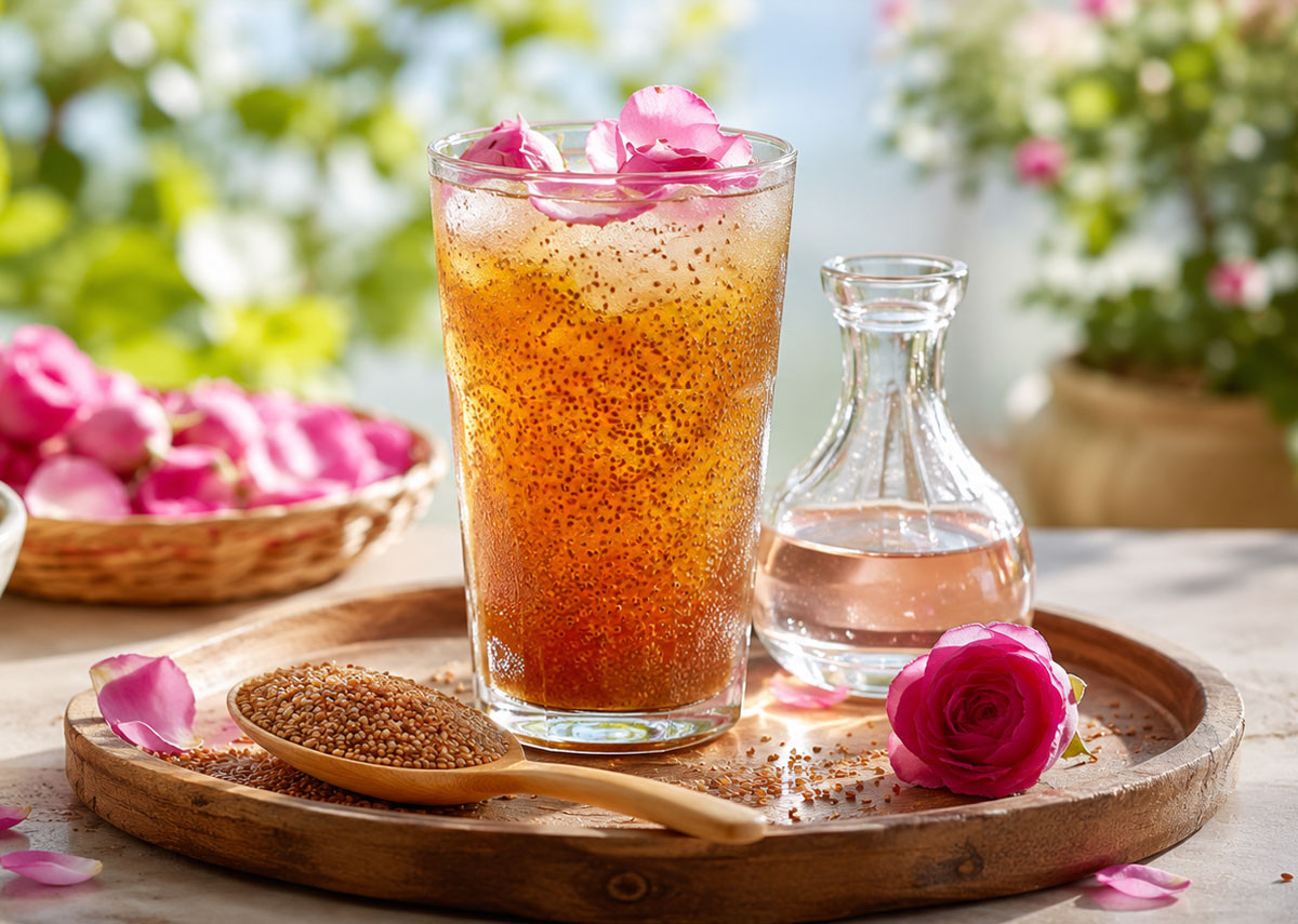 خواص خاکشیر و گلاب؛ نوشیدنی سنتی برای رفع عطش و خنک شدن بدن در تابستان
