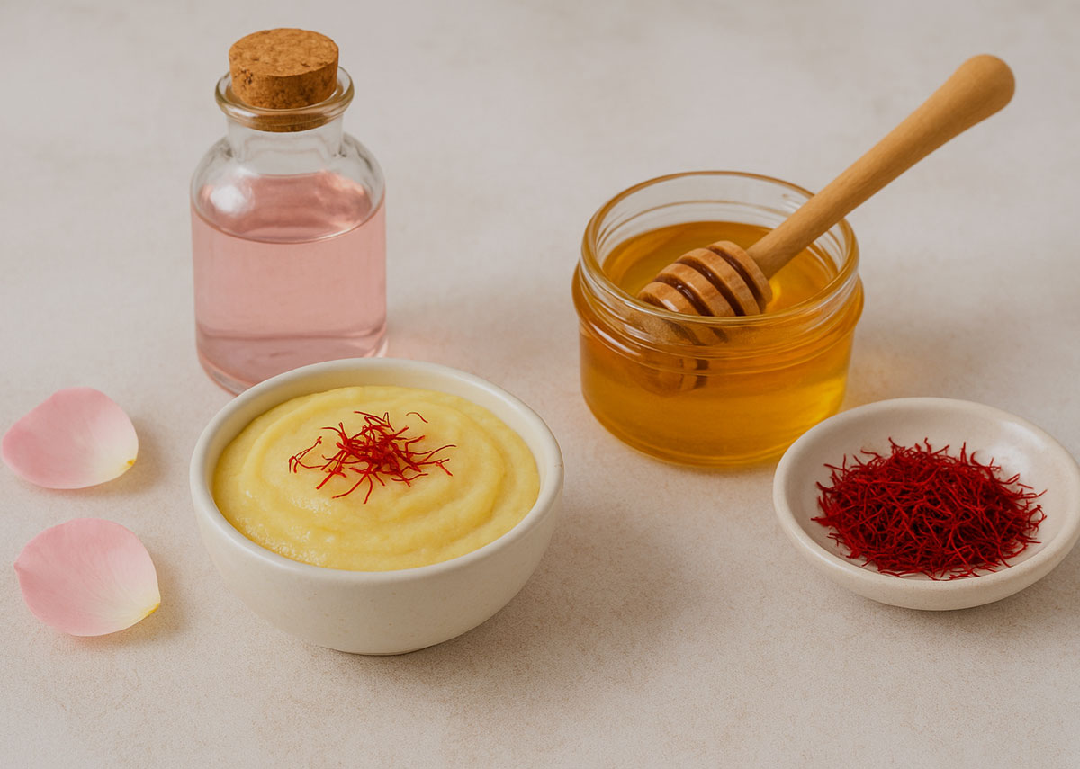 ماسک زعفران، عسل و گلاب