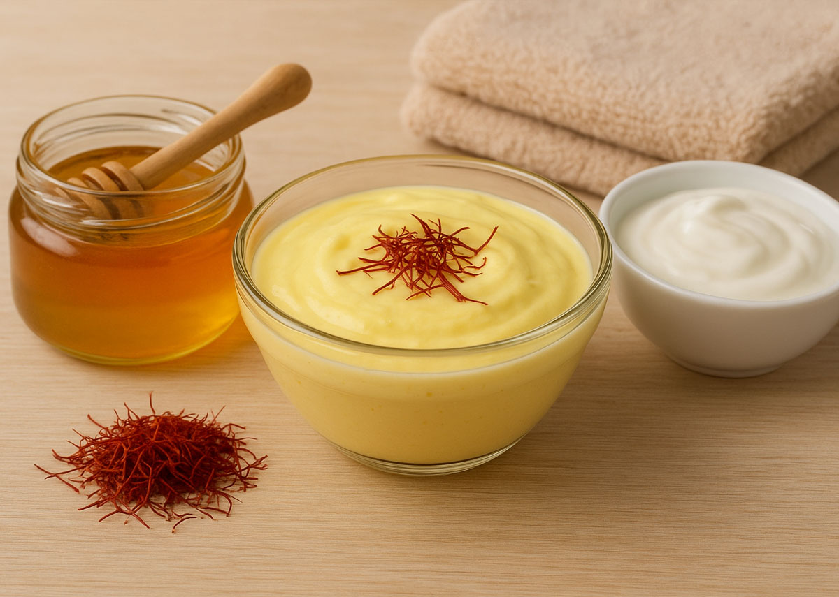 ماسک زعفران، عسل و ماست